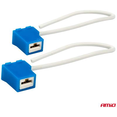 ΦΙΣΑ ΚΕΡΑΜΙΚΗ ΓΩΝΙΑ 12/24V ΓΙΑ ΛΑΜΠΕΣ ΑΛΟΓΟΝΟΥ H1/H3 ΜΕ ΚΑΛΩΔΙΟ ΑΜΙΟ - 2 ΤΕΜ.