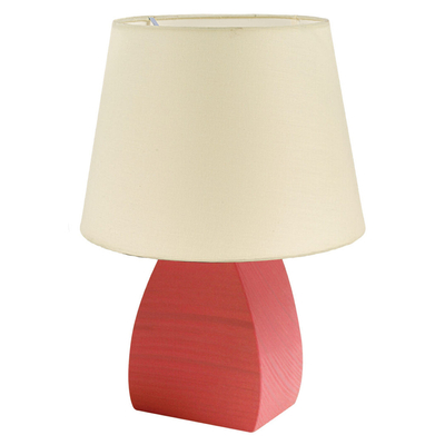 20226045 - WIKUS - Modern Style - Φωτιστικό Επιτραπέζιο/Πορτατίφ/Λαμπατέρ - Μονόφωτο - 1xE14 - Ξύλινο - Κόκκινο με Μπέζ - Καπέλο - Φ20 x Υ27cm
