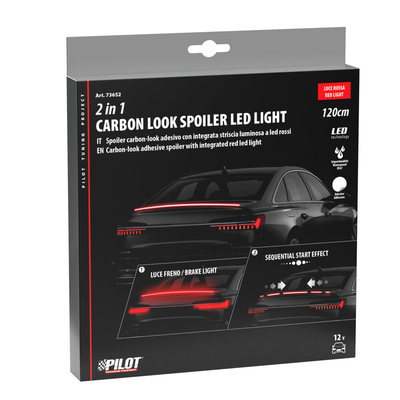 ΤΑΙΝΙΑ ΣΙΛΙΚΟΝΗΣ LED ΚΟΚΚΙΝΟ ΦΩΣ CARBON-LOOK ΠΟΡΤ ΜΠΑΓΚΑΖ  SPOILER LED LIGHT 12V IP67 25χ10mm 120cm LAMPA -  1 Τεμ.