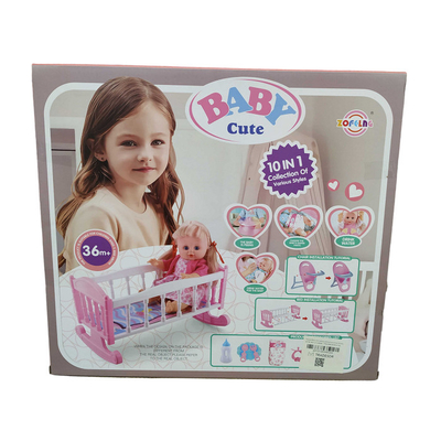 Κούκλα μωρό με κρεβατάκι και αξεσουάρ φροντίδας - L010-6 - 345344