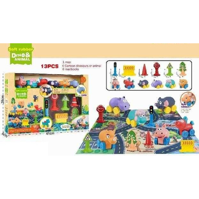 Σετ μοκέτα αυτοκινητόδρομος με αυτοκίνητα ζωάκια - 13pcs - JLX5510-2 - 308256