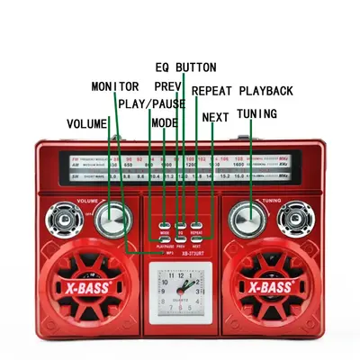 Επαναφορτιζόμενο ραδιόφωνο - XB373BT - Waxiba - 003736 - Red