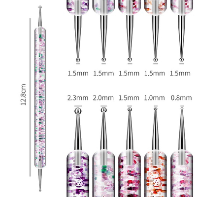 Σετ πινέλα & εργαλεία μανικιούρ Nail Art διπλής όψης - B261 - 5pcs - 910495