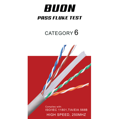 BUON 60 UTP CAT6 CABLE WITH PASS FLUKE TEST CCA 0.57MM 23AWG CCA WHITE 305M - BUON60