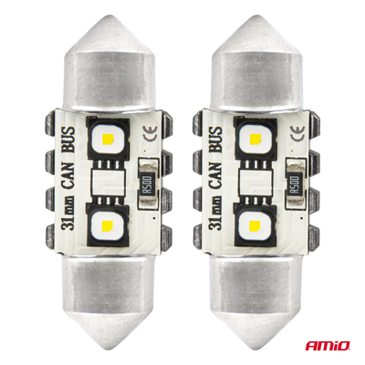 ΛΑΜΠΑΚΙΑ ΠΛΑΦΟΝΙΕΡΑΣ 31mm 12/24V C5W 5500K 12xSMD 3838 CAN-BUS FESTOON (ΛΕΥΚΟ) ΑΜΙΟ - 2 ΤΕΜ.