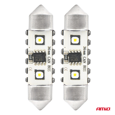 ΛΑΜΠΑΚΙΑ ΠΛΑΦΟΝΙΕΡΑΣ 36mm 12/24V C5W 5500K 12xSMD 3838 CAN-BUS FESTOON (ΛΕΥΚΟ) ΑΜΙΟ - 2 ΤΕΜ.