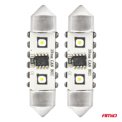 ΛΑΜΠΑΚΙΑ ΠΛΑΦΟΝΙΕΡΑΣ 39mm 12/24V C5W 5500K 12xSMD 3838 CAN-BUS FESTOON (ΛΕΥΚΟ) ΑΜΙΟ - 2 ΤΕΜ.