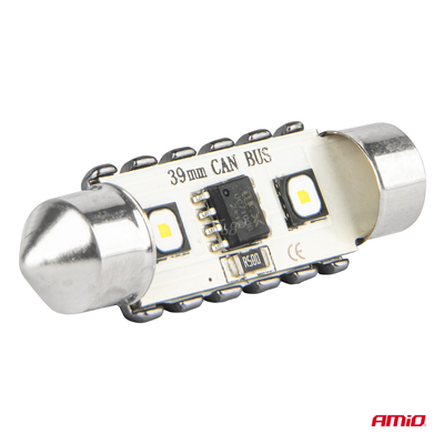 ΛΑΜΠΑΚΙΑ ΠΛΑΦΟΝΙΕΡΑΣ 39mm 12/24V C5W 5500K 12xSMD 3838 CAN-BUS FESTOON (ΛΕΥΚΟ) ΑΜΙΟ - 2 ΤΕΜ.