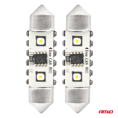 ΛΑΜΠΑΚΙΑ ΠΛΑΦΟΝΙΕΡΑΣ 41mm 12/24V C5W 5500K 12xSMD 3838 CAN-BUS FESTOON (ΛΕΥΚΟ) ΑΜΙΟ - 2 ΤΕΜ.