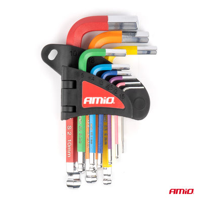 ΚΛΕΙΔΙΑ ΑΛΛΕΝ (ALLEN) ΕΞΑΓΩΝΑ ΑΤΣΑΛΙ S2 ΔΙΑΦΟΡΑ ΜΕΓΕΘΗ ΔΙΑΦΟΡΑ ΧΡΩΜΑΤΑ ΑΜΙΟ - 9 ΤΕΜ.