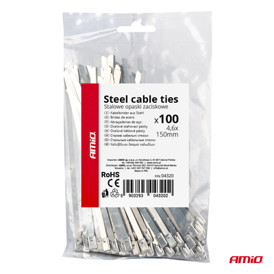 ΔΕΜΑΤΙΚΑ/ΔΕΤΙΚΑ ΚΑΛΩΔΙΩΝ TIE WRAP (ΤΑΙΡΑΠ) ΜΕΤΑΛΛΙΚΑ 4,6 x 150mm ΑΜΙΟ - 100 ΤΕΜ.