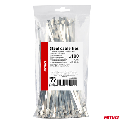 ΔΕΜΑΤΙΚΑ/ΔΕΤΙΚΑ ΚΑΛΩΔΙΩΝ TIE WRAP (ΤΑΙΡΑΠ) ΜΕΤΑΛΛΙΚΑ 4,6 x 200mm ΑΜΙΟ - 100 ΤΕΜ.