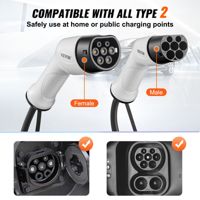 Καλώδιο φόρτισης EV VEVOR τύπου 2 προς τύπο 2 Καλώδιο ηλεκτρικού οχήματος 32A 7m 22kW TPU