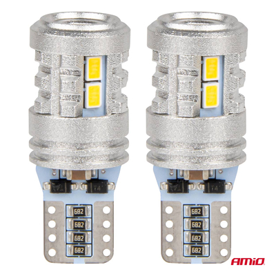 ΛΑΜΠΑΚΙΑ LED T10 W5W 12/24V LED 6x3020+1x3030SMD STANDARD ΛΕΥΚΑ ΑΜΙΟ - 2 ΤΕΜ.