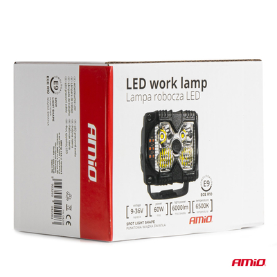 ΠΡΟΒΟΛΕΑΣ ΕΡΓΑΣΙΑΣ ΤΕΤΡΑΓΩΝΟΣ LED 60W 9-36V 6.000lm 6.500K 95x80x90mm AWL67 AMIO - 1 ΤΕΜ.