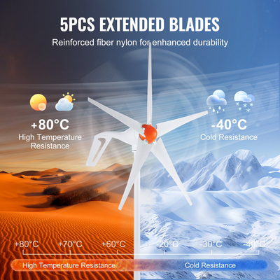 VEVOR 500W Ανεμογεννήτρια Κιτ ανεμογεννήτριας 12V 5 λεπίδων &amp; ελεγκτής MPPT