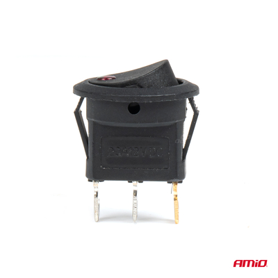 ΔΙΑΚΟΠΤΗΣ 12V ON/OFF ΣΤΡΟΓΓΥΛΟΣ ΜΕ 3 ΕΠΑΦΕΣ ΚΟΚΚΙΝΟ LED  AMIO - 1 τεμ.