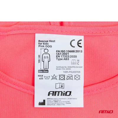 ΓΙΛΕΚΟ ΑΝΑΚΛΑΣΤΙΚΟ ΕΚΤΑΚΤΗΣ ΑΝΑΓΚΗΣ ΓΙΑ ΠΑΙΔΙΑ 5-14 ΧΡΟΝΩΝ ΣΚΥΛΟΣ ΡΟΖ AMIO - 1 τεμ.