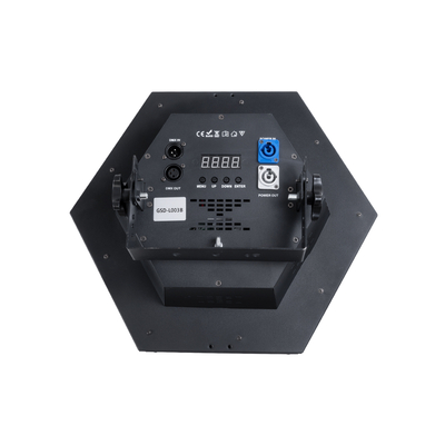 GloboStar® 51201 HALO HEXA Επαγγελματικό Φωτιστικό Ειδικών Εφέ DIGITAL MATRIX PIXEL & Blinder - 3 x 80W LED COB Chips Ultra Gold Warm White 2200K & 30 x 0.5W LED SMD5050 Chips RGB - AC 220V-240V DMX512 Display on Body - Μαύρο - Μ38 x Π38 x Υ22cm - 2 Χρόνια Εγγύση