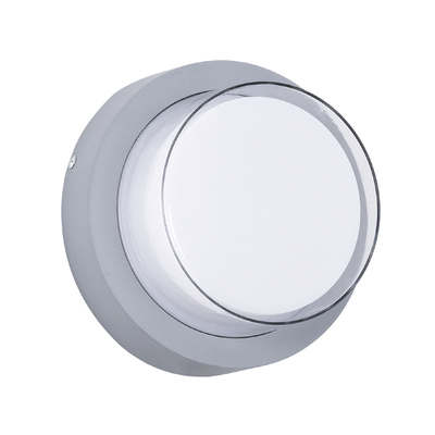 GLOBOSTAR® NEXUS 60762 Φωτιστικό Τοίχου - Απλίκα Εσωτερικού/Εξωτερικού Χώρου LED 10W 1050lm 120° AC175-265V Αδιάβροχο IP65 - Πλαστικό Σώμα - Φυσικό λευκό 4500K - Φ17 x Υ9cm - Γκρι - Bridgelux Chip - 3 Χρόνια Εγγύηση