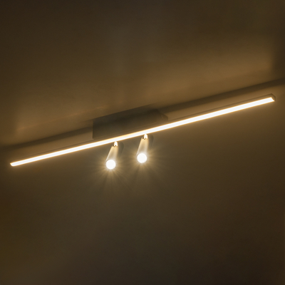 GLOBOSTAR® BARETTI 61226 Φωτιστικό Οροφής Linear Design LED CCT με Κινούμενα Σποτ LED Downlight 24W 2688lm 160° & 45° AC 220-240V IP20  - Εναλλαγή Φωτισμού μέσω Διακόπτη On/Off All In One Ψυχρό 6000k+Φυσικό 4500k+Θερμό 2700k - Μ80 x Π5.5 x Υ5 cm - Μαύρο - 3 Χρόνια Εγγύηση