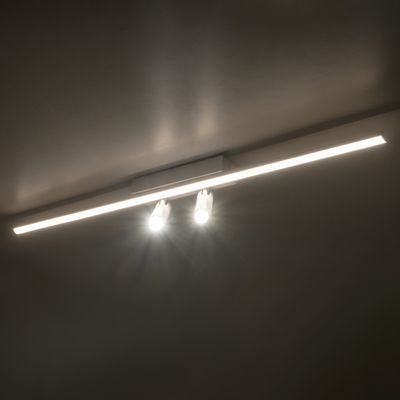 GLOBOSTAR® BARETTI 61227 Φωτιστικό Οροφής Linear Design LED CCT με Κινούμενα Σποτ LED Downlight 24W 2688lm 160° & 45° AC 220-240V IP20  - Εναλλαγή Φωτισμού μέσω Διακόπτη On/Off All In One Ψυχρό 6000k+Φυσικό 4500k+Θερμό 2700k - Μ80 x Π5.5 x Υ5 cm - Λευκό - 3 Χρόνια Εγγύηση