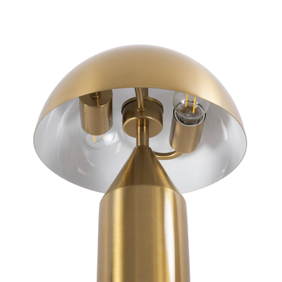 GloboStar® URANUS-S 61451 Μοντέρνο Επιτραπέζιο Φωτιστικό Πορτατίφ Δίφωτο 2 x E27 AC220-240V IP20 - Φ25 x Υ39cm - Χρυσό Πλατίνα Μεταλλικό Καμπάνα με Διακόπτη On/Off - 5 Χρόνια Εγγύηση