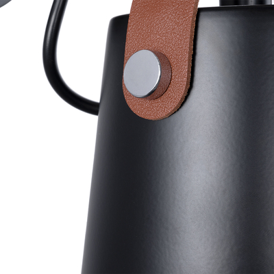 GloboStar® AMY 00947 Μοντέρνο Επιτοίχιο Φωτιστικό Απλίκα Μονόφωτο 1 x E27 IP20 Μαύρο Μέταλλο, Μπεζ Ξύλο με Καφέ Δέρμα - Μ13 x Π22 x Υ25.5cm