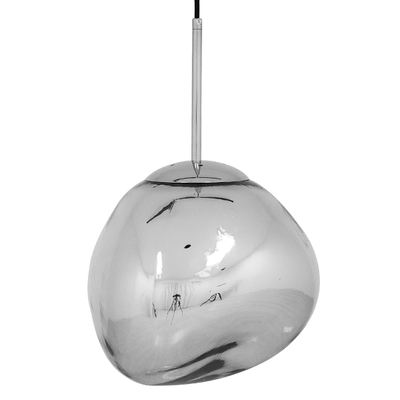 GloboStar® DIXAR 01460 Μοντέρνο Κρεμαστό Φωτιστικό Μπάλα Μονόφωτο 1 x E27 IP20 Ασημί Γυαλί - Μ28 x Π28 x Υ40cm