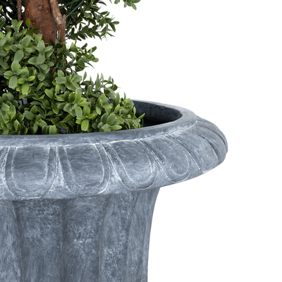 GloboStar® Artificial Garden ALCAZAR 20777 Επιδαπέδιο Πολυεστερικό Τσιμεντένιο Κασπώ Γλάστρα - Flower Pot Γκρι Φ51 x Υ71cm