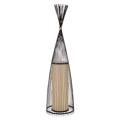 GloboStar® AZORES 01756 Boho Επιδαπέδιο Φωτιστικό Μονόφωτο 1 x E27 IP20 Καφέ & Μπεζ Ξύλο - Μ40 x Π40 x Υ150cm