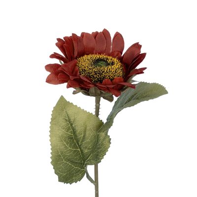 GloboStar® Artificial Garden RED SUNFLOWER  BRANCH 21214 Τεχνητό Διακοσμητικό Κλαδί Ηλιοτρόπιο Κόκκινο Y50cm