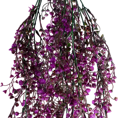 GloboStar® 09036 Τεχνητό Κρεμαστό Διακοσμητικό Φυτό Μήκους 1.2 μέτρων με 13 X Κλαδιά Πυξός Πράσινο Μωβ