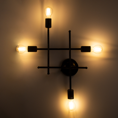 GloboStar® PIPING 00663 Vintage Επιτοίχιο Φωτιστικό Πολύφωτο 4xE27 IP20 Μπρούτζινο Μέταλλο - Μ40 x Π9 x Υ52cm