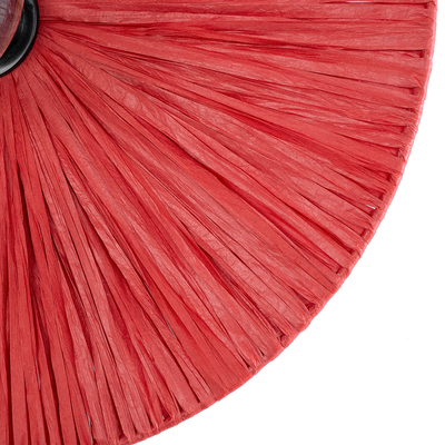 GloboStar® COLOMBO 02281 Boho Επιτοίχιο Φωτιστικό Απλίκα Μονόφωτο 1 x E27 IP20 Κόκκινη Ράφια - Μ40 x Π40 x Υ9cm