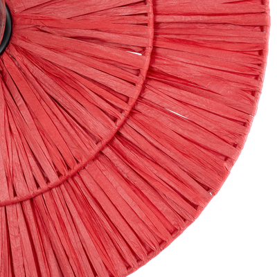 GloboStar® COLOMBO 02282 Boho Επιτοίχιο Φωτιστικό Απλίκα Μονόφωτο 1 x E27 IP20 Κόκκινη Ράφια - Μ40 x Π40 x Υ9cm