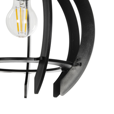 GloboStar® VIVIDUS 202-0028 Μοντέρνο Κρεμαστό Φωτιστικό Ανάρτηση Μονόφωτο 1 x E27 IP20 Μαύρο - Μ30 x Π30 x Υ70cm