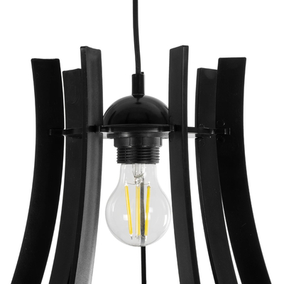 GloboStar® VIVIDUS 202-0029 Μοντέρνο Κρεμαστό Φωτιστικό Ανάρτηση Μονόφωτο 1 x E27 IP20 Μαύρο  - Μ30 x Π30 x Υ70cm