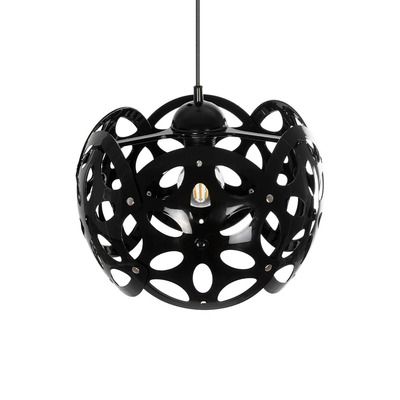 GloboStar® DOMINIC 202-0031 Μοντέρνο Κρεμαστό Φωτιστικό Καπέλο Μονόφωτο 1 x E27 IP20 Μαύρο Πλαστικό - Μ30 x Π30 x Υ70cm