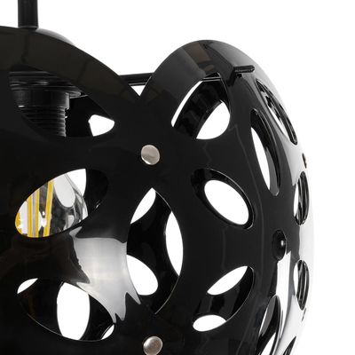 GloboStar® DOMINIC 202-0031 Μοντέρνο Κρεμαστό Φωτιστικό Καπέλο Μονόφωτο 1 x E27 IP20 Μαύρο Πλαστικό - Μ30 x Π30 x Υ70cm