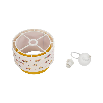 GloboStar® EXCAVATOR 204-0005 Παιδικό Κρεμαστό Φωτιστικό Φιγούρα Μονόφωτο 1 x E27 IP20 Λευκό & Κίτρινο Ύφασμα - Μ30 x Π30 x Υ70cm