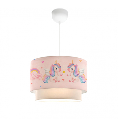 GloboStar® PONY 204-0016 Παιδικό Κρεμαστό Φωτιστικό Φιγούρα Μονόφωτο 1 x E27 IP20 Ροζ Ύφασμα - Μ30 x Π30 x Υ70cm