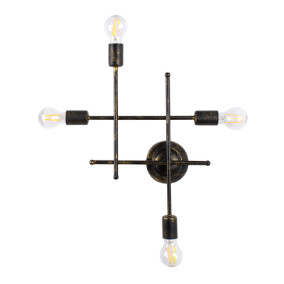 GloboStar® PIPING 00663 Vintage Επιτοίχιο Φωτιστικό Πολύφωτο 4xE27 IP20 Μπρούτζινο Μέταλλο - Μ40 x Π9 x Υ52cm