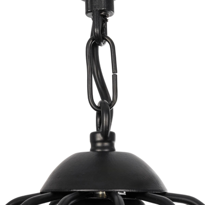 GloboStar® ZION 203-0003 Vintage Κρεμαστό Φωτιστικό Σχοινί Μονόφωτο 1 x E27 IP20 Μαύρο Μέταλλο με Μπεζ Σχοινί - Μ33 x Π33 x Υ29cm