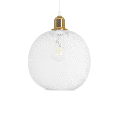 GloboStar® WIRE 203-0005 Μοντέρνο Κρεμαστό Φωτιστικό Πλέγμα Μονόφωτο 1 x E27 IP20 Λευκό Μέταλλο - Μ25 x Π25 x Υ30cm