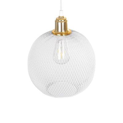 GloboStar® WIRE 203-0005 Μοντέρνο Κρεμαστό Φωτιστικό Πλέγμα Μονόφωτο 1 x E27 IP20 Λευκό Μέταλλο - Μ25 x Π25 x Υ30cm