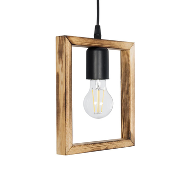 GloboStar® EDISON 203-0020 Vintage Κρεμαστό Φωτιστικό Ανάρτηση Μονόφωτο 1 x E27 IP20 Μπεζ Ξύλο - Μ19 x Π5 x Υ22cm