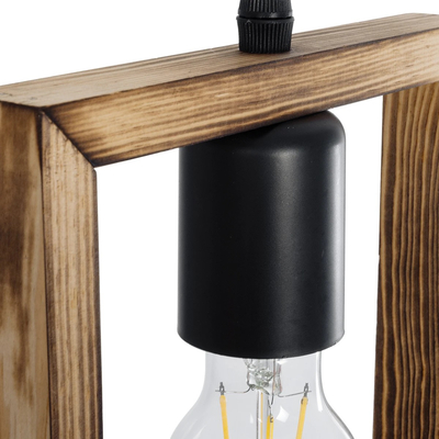 GloboStar® EDISON 203-0021 Vintage Κρεμαστό Φωτιστικό Ανάρτηση Δίφωτο 2 x E27 IP20 Μπεζ Ξύλο - Μ40 x Π20 x Υ45cm