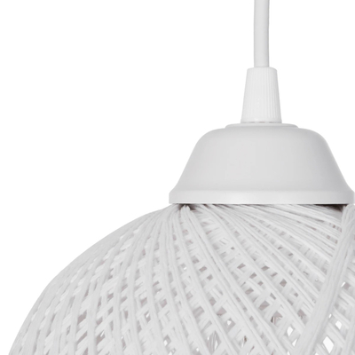 GloboStar® YASAM 203-0027 Vintage Κρεμαστό Φωτιστικό Ράγα Τρίφωτο 3 x E27 IP20 Λευκό Ρατάν - Μ45 x Π18 x Υ30cm