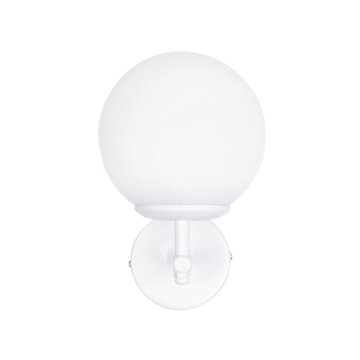 GloboStar® DALPH 203-0030 Vintage Επιτοίχιο Φωτιστικό Απλίκα Μονόφωτο 1 x E27 IP20 Λευκό Μέταλλο με Λευκό Γυαλί - M18 x Π15 x Υ23cm